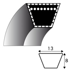 Courroie trapézoïdale A100 - 13 mm x 2590 mm