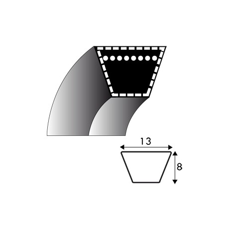 Courroie A103 - 13 mm x 2616 mm - MOTOSTANDARD 754114/90-47 - 75141 - YARDMAN - MTD 7540125A - GUTBROD