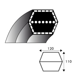 Courroie hexagonale AA105 - 12.7 mm x 2720 mm - Husqvarna 532165555 - 532180217 - AYP - BERNARD LOISIRS 165555 - 180217