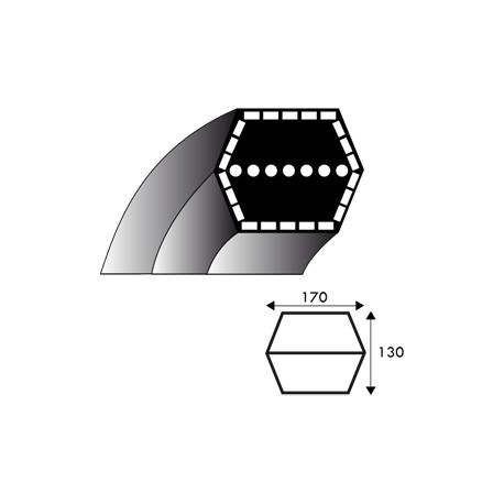 Courroie hexagonale AA88 - 12.7 mm x 2288 mm - MTD 754-0443 - 754-0443A - 954-0443